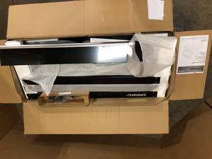 Husky 4 ft. Solid Wood Top Workbench in Black with Pegboard and 1 Drawer - Good Condition - Review all pictures
