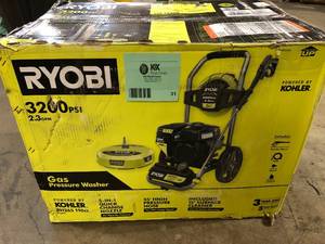 RYOBI 3200 PSI 2.3 GPM Cold Water 196cc Kohler Gas Pressure Washer and 15 in. Surface Cleaner - Good Condition - Review all pictures