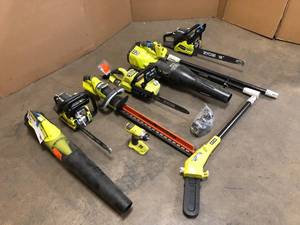 Mixed Lot of assorted Ryobi Tools, Includes Trimmers and Hedge Trimmers -Customer Returns Review all pictures