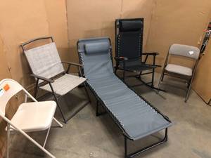 Assorted Outdoor Chairs include Folding Lounge Chair and more Good Condition - Review all pictures