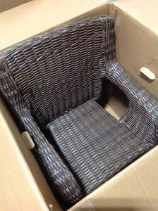 Hampton Bay Cambridge Brown Wicker Outdoor Patio Rocking Chair with CushionGuard Midnight Navy Blue Cushions good condition - review all pictures