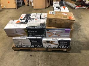 Lot of assorted Hampton Bay Fans - some missing parts open box customer returns Review all pictures -