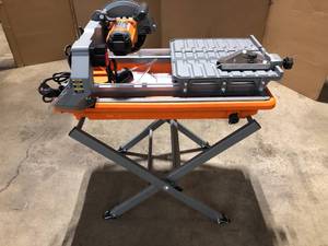 RIDGID 9 Amp Corded 7 in. Wet Tile Saw with Stand- Good Condition - Review all pictures