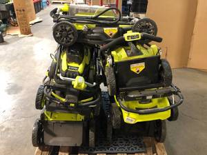 Mixed Lot of Ryobi Battery Powered Lawn Mowers - Various Models and Conditions - Customer Returns - Review all pictures