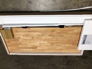 Husky 62 in. W x 24 in. D Adjustable Height Solid Wood Top Workbench Table in Black - Good Condition - Review all pictures