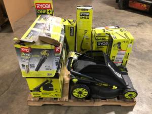 Mixed Lot of Ryobi Tools - Trimmers, Lawn Mowers and Blowers Various Models and Conditions - Customer Returns - Review all pictures