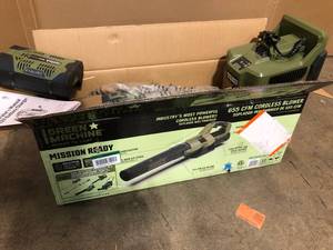 Green Machine 62V Cordless Axial Blower Variable Speed Brushless Motor, 123 MPH Max air speed, 655 CFM, 4 Ah Battery & Rapid Charger - Good Condition - Review all pictures
