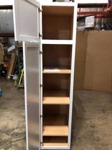 Hampton BayHampton Satin White Raised Panel Stock Assembled Pantry Kitchen Cabinet Has Damage - Review all pictures