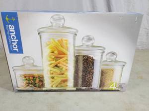 New Anchor 4 Piece Glass Canister Set