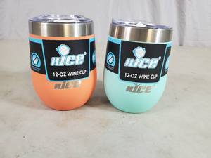 2 New nICE 12 oz Wine Cups  Tumblers with Lids
