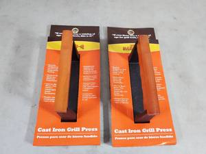 2 New Cast Iron Grill Presses