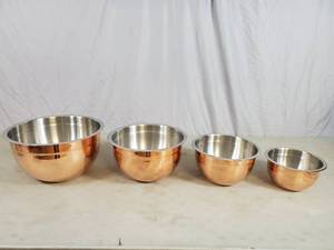 New 4 Piece Metal Copper Clad Tramontina Mixing Bowl Set
