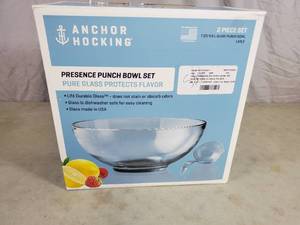 New Anchor Hocking Presence Punch Bowl Set