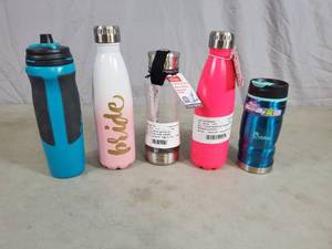 5 New Assorted Water Bottles  Tumblers