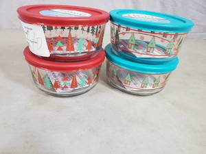 4 New Anchor Hocking Limited Edition Holiday Glass Storage Containers