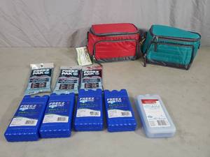2 New 6 Can Soft Side Coolers and 8 New Ice Packs