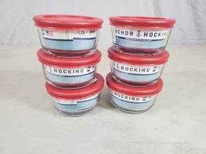 6 New Glass Anchor Hocking Glass Food Storage Containers with Lids