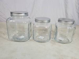 3 New Kitchen Classics Glass Jars with Lids
