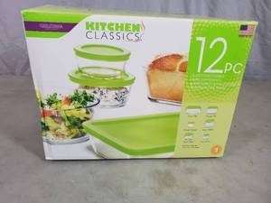 New 12 Pc Kitchen Classics Glass Food Storage Set