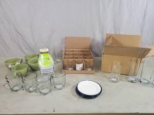 Assorted New Glassware, Anchor, Graniteware, Etc