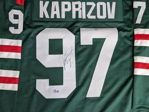 lot 1 image: Kirill Kaprizov Minnesota Wild Pro Style Signed Jersey Beckett COA