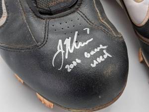lot 2 image: Joe Mauer Game Worn, Hand Signed Minnesota Twins Nike Baseball Cleats