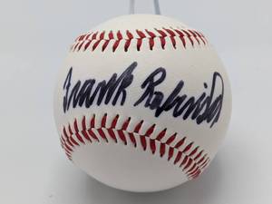 lot 43 image: Frank Robinson Hand-Signed Baseball with Display JSA Certified