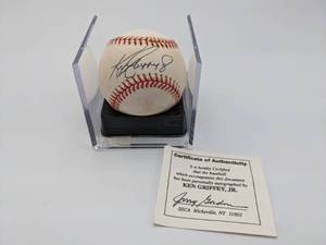 lot 45 image: Ken Griffey Jr Hand-Signed Baseball with Display SSCA Certified