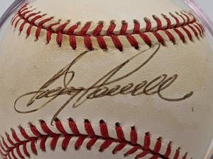 lot 54 image: Boog Powell Hand-Signed Baseball with Display JSA Certified