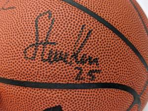 lot 100 image: Steve Kerr and Ron Harper Chicago Bulls Hand-Signed Spalding Basketball JSA Certified