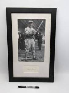 lot 66 image: 1919-1937 New York Yankees Frank Frisch Signed Card and Framed Photo
