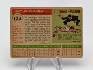 lot 7 image: 1955 Harmon Killebrew Washington Nationals Topps Rookie Card