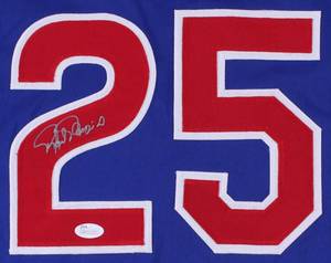 lot 82 image: Rafael Palmeiro Signed Cubs Blue Jersey JSA COA