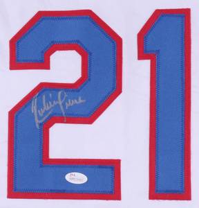lot 73C image: Ruben Sierra Signed Rangers White Jersey JSA Certified