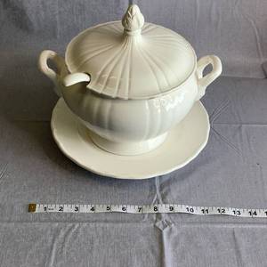 Vintage Crock with Lid and Serving Ladle