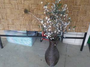 Wicker Vase, Peacock and Floral Arr...