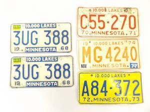Vintage 1960s and 70s Minnesota License Plates