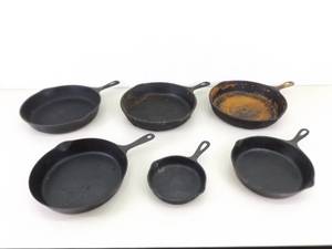 Lot of 6 Misc Cast Iron Pans