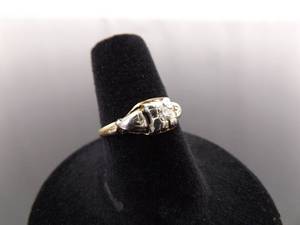 14k Yellow Gold Antique Diamond Ring Size 6.5