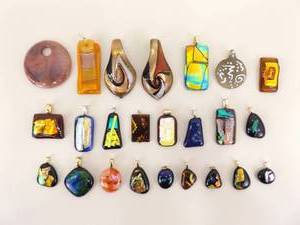 Large Lot of Dichroic Glass Pendants