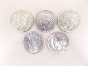 5 Silver Peace Dollars