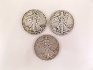 3 Walking Liberty Half Dollars