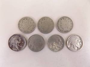 7 Liberty Head and Buffalo Nickels