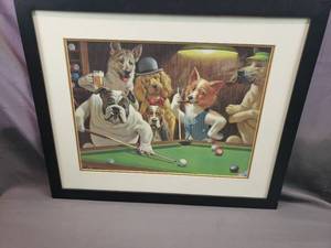 lot 14 image: Dogs Playing Pool Print by Arthur Sarnoff