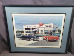 lot 26 image: Mobil Service Station Print by Jack Scmitt #256 of 750
