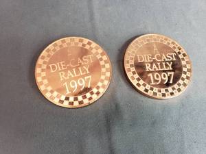 lot 255 image: Pair of 1997 Franklin Mint Die-Cast Rally Medallions