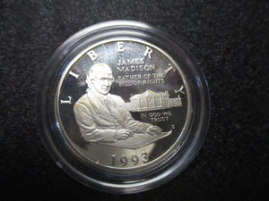 21. 1993-S James Madison Proof Silver Half Dollar in Protective Case