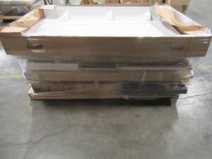 lot 304 image: LARGE WHOLESALESALVAGE PALLET Of Bath Fixtures, Windows, Furniture Parts and More