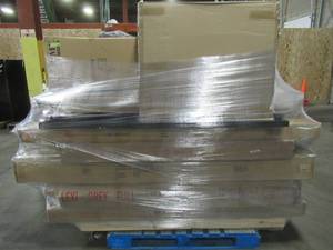 lot 299 image: LARGE WHOLESALESALVAGE PALLET (Approximately 14 Pieces) Of INCOMPLETE BEDS, TABLES, FURNITURE AND MORE