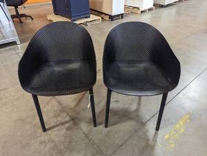 lot 371 image: Compamia Patio Dining Chair - Set of 2 in Black